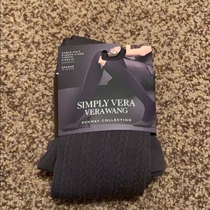Cable-knit fleece lined tights